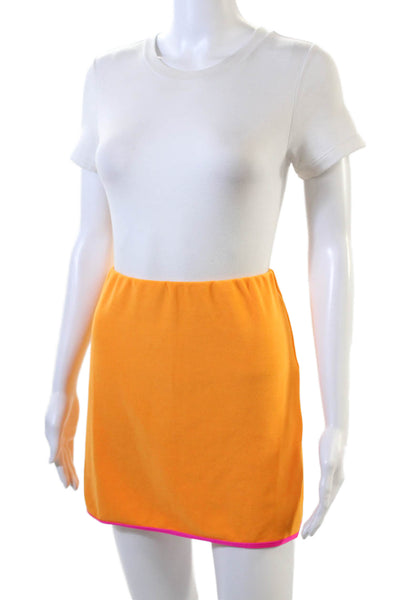 Frankies Bikinis Womens Elastic Waist Contrast Trim Mini Skirt Orange Size M