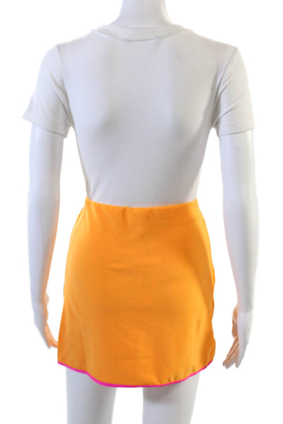 Frankies Bikinis Womens Elastic Waist Contrast Trim Mini Skirt Orange Size M