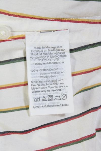 Madewell Womens Cotton Striped Print Sleeve Button Down Shirt White Size M