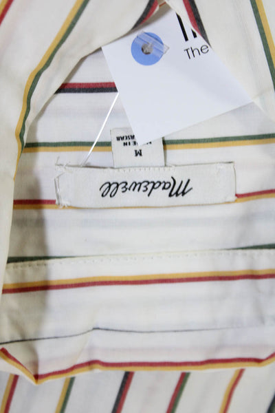 Madewell Womens Cotton Striped Print Sleeve Button Down Shirt White Size M