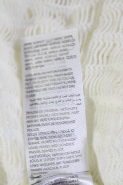 Edikted Womens Open Knit Long Sleeve V-Neck Split Detail Sweater White Size M