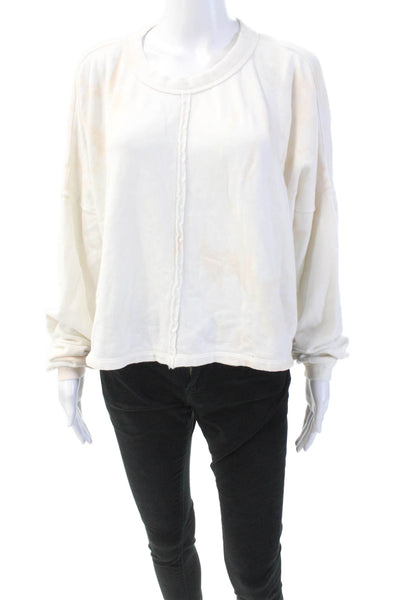 Spiritual Gangster Womens Tie Dye Print Pullover Sweatshirt White Size S