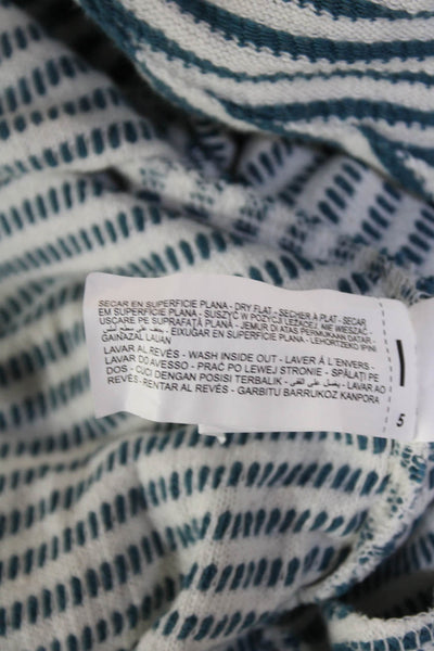 Zara Womens Cotton Striped Print Sleeveless V-Neck Vest Tank Top White Size M