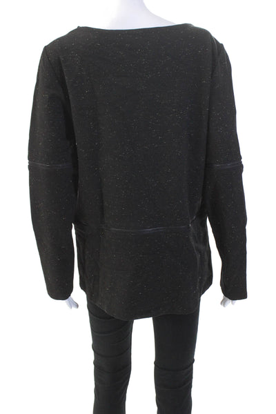 Ammara Womens Speckled Print Detachable Zip Hem Pullover Sweatshirt Black Size L