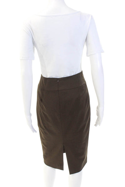 Lafayette 148 New York Womens Knee Length Pencil Skirt Brown Wool Size 0
