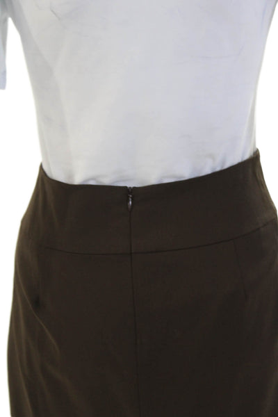 Lafayette 148 New York Womens Knee Length Pencil Skirt Brown Wool Size 0