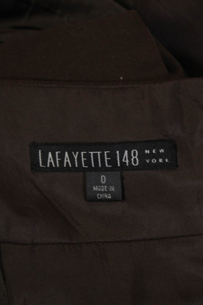 Lafayette 148 New York Womens Knee Length Pencil Skirt Brown Wool Size 0
