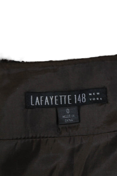 Lafayette 148 New York Womens Knee Length Pencil Skirt Black Brown Wool Size 0
