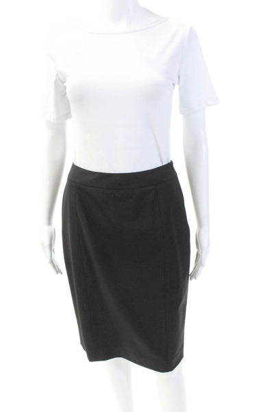 Lafayette 148 New York Womens Knee Length Pencil Skirt Black Wool Size 0