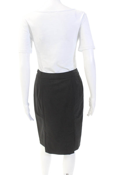 Lafayette 148 New York Womens Knee Length Pencil Skirt Black Wool Size 0