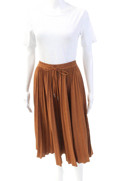 Lafayette 148 New York Womens Accordion Pleat Maxi Skirt Brown Size Extra Small