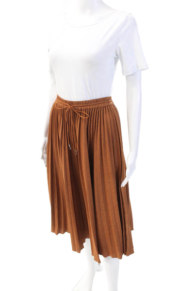 Lafayette 148 New York Womens Accordion Pleat Maxi Skirt Brown Size Extra Small