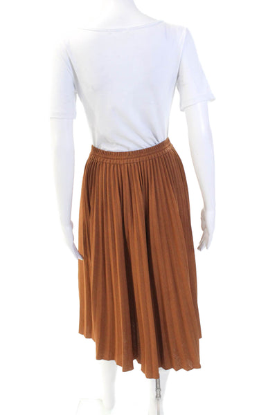 Lafayette 148 New York Womens Accordion Pleat Maxi Skirt Brown Size Extra Small