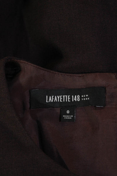 Lafayette 148 New York Womens Cap Sleeves Pleated Front Dress Red Black Size 0