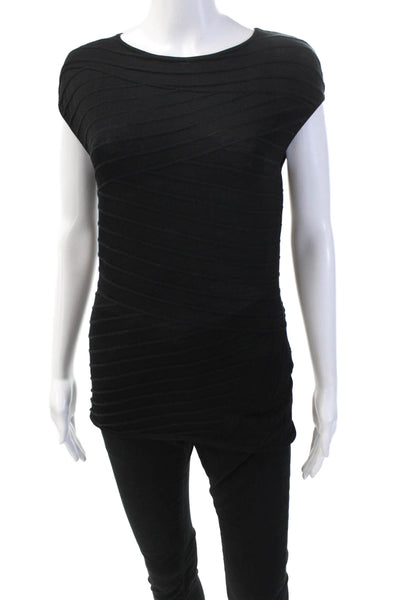 Lafayette 148 New York Womens Short Sleeves Sweater Black Cotton Size Petite