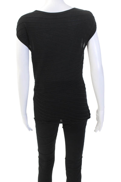 Lafayette 148 New York Womens Short Sleeves Sweater Black Cotton Size Petite