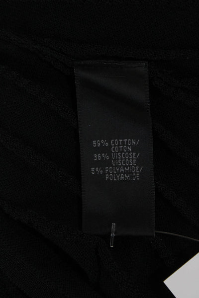 Lafayette 148 New York Womens Short Sleeves Sweater Black Cotton Size Petite