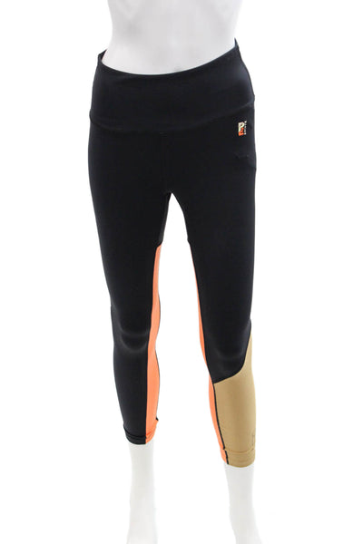 P.E Nation Womens High Waisted Color Blocked Athletic Leggings Black Size M