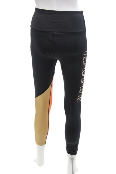 P.E Nation Womens High Waisted Color Blocked Athletic Leggings Black Size M