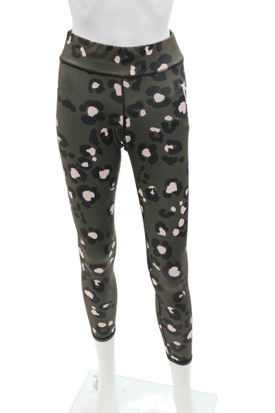 Mink Pink Womens Animal Print Elastic Waist Athletic Leggings Green Size XS