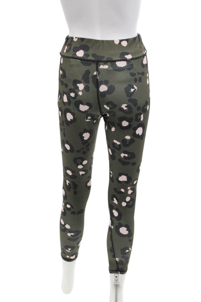 Mink Pink Womens Animal Print Elastic Waist Athletic Leggings Green Size XS