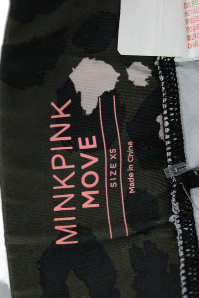 Mink Pink Womens Animal Print Elastic Waist Athletic Leggings Green Size XS