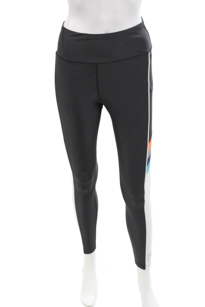 PE Nation Womens High Waisted Striped Detail Athletic Leggings Black Size M