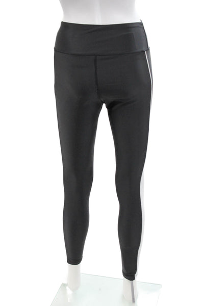 PE Nation Womens High Waisted Striped Detail Athletic Leggings Black Size M
