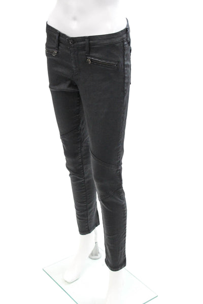 AG Adriano Goldschmied Womens Cotton The Moto Leggings Jeans Black Size 29