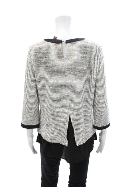 Johnston & Murphy Womens Cotton Woven Print Pullover Sweater White Size M