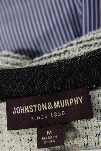 Johnston & Murphy Womens Cotton Woven Print Pullover Sweater White Size M