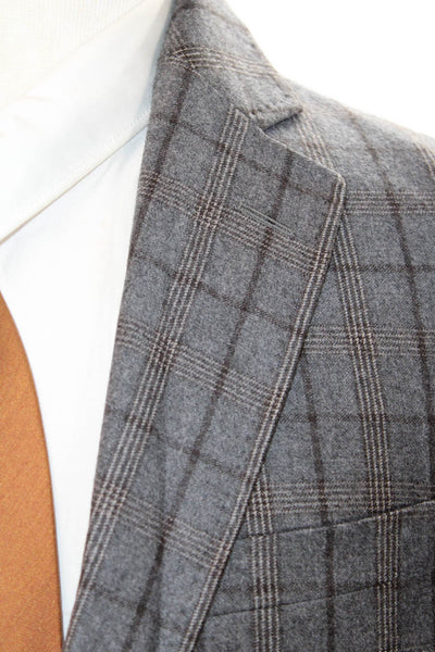 Ted Baker London Womens Wool Plaid Print Two Buttoned Blazer Gray Size 38