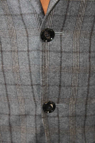 Ted Baker London Womens Wool Plaid Print Two Buttoned Blazer Gray Size 38