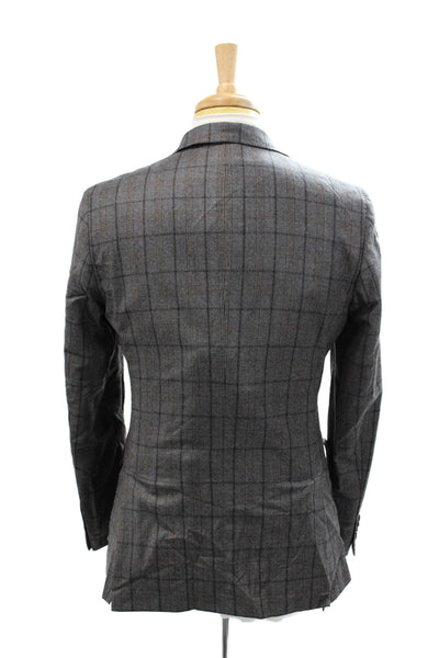 Ted Baker London Womens Wool Plaid Print Two Buttoned Blazer Gray Size 38