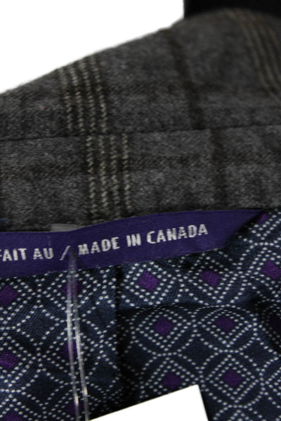 Ted Baker London Womens Wool Plaid Print Two Buttoned Blazer Gray Size 38