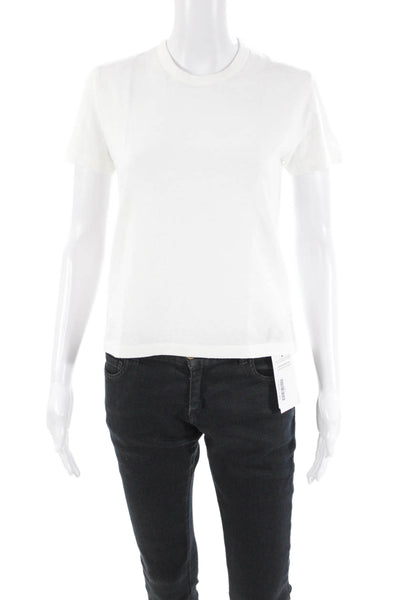 Moussy Womens Crew Neck Short Sleeves Tee Shirt White Cotton Size Extra Small