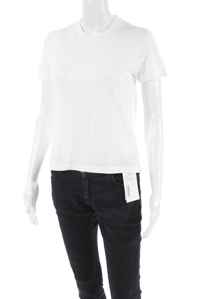 Moussy Womens Crew Neck Short Sleeves Tee Shirt White Cotton Size Extra Small