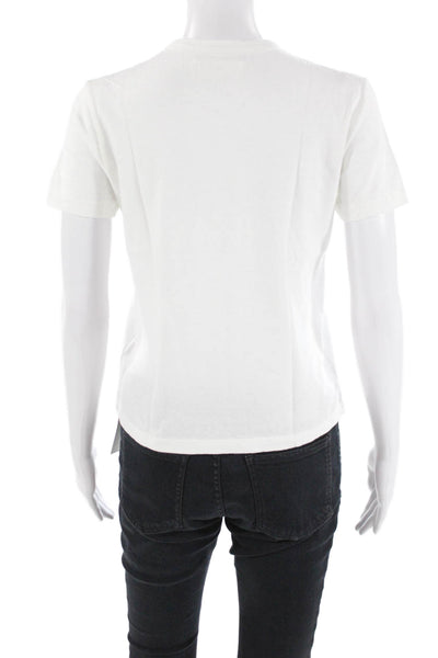 Moussy Womens Crew Neck Short Sleeves Tee Shirt White Cotton Size Extra Small
