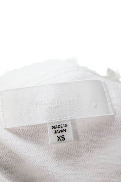 Moussy Womens Crew Neck Short Sleeves Tee Shirt White Cotton Size Extra Small