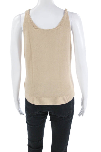 525 Womens Sleeveless V Neck Shell Sweater Camel Beige Cotton Size Small