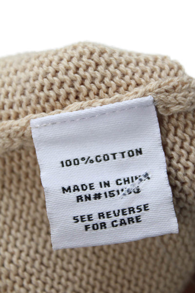 525 Womens Sleeveless V Neck Shell Sweater Camel Beige Cotton Size Small