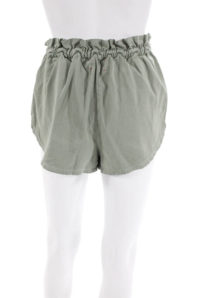 Xirena Womens Paper Bag Waist High Rise Shorts Green Cotton Size Extra Small