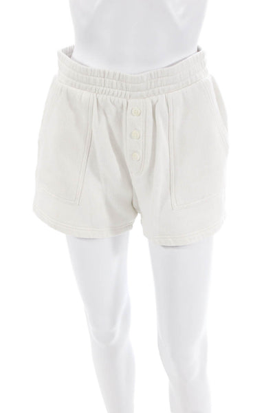 Z Supply Womens Pull On High Rise Sweat Shorts White Cotton Size Small