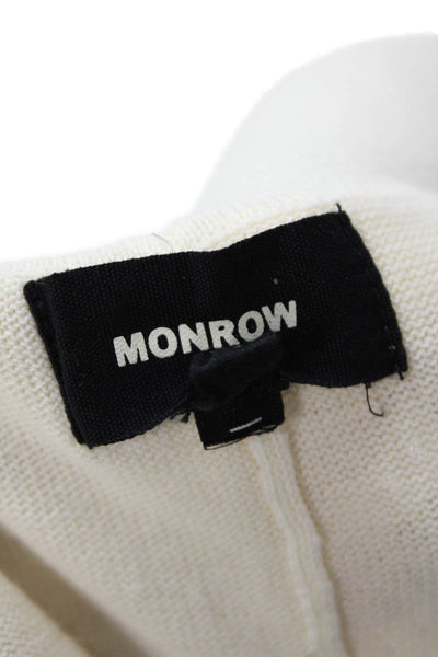 Monrow Womens Drawstring Waist Shorts Off White Cotton Size Extra Small