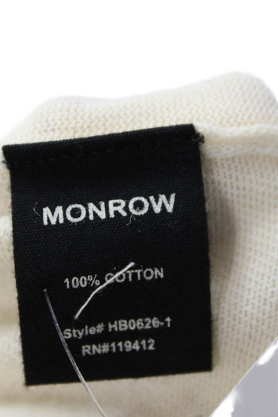 Monrow Womens Drawstring Waist Shorts Off White Cotton Size Extra Small