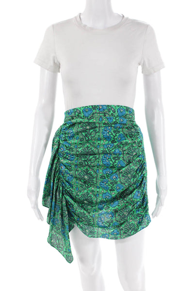Rhode Womens Abstract Print Pull On Mini Skirt Green Blue Cotton Size  0
