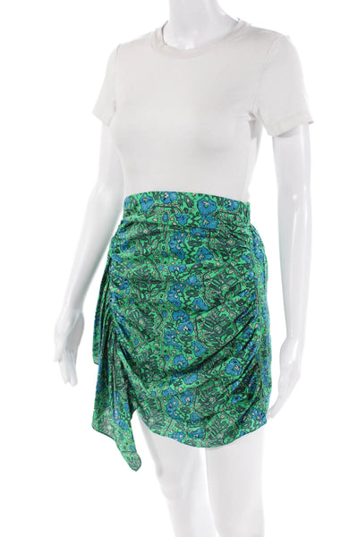 Rhode Womens Abstract Print Pull On Mini Skirt Green Blue Cotton Size  0