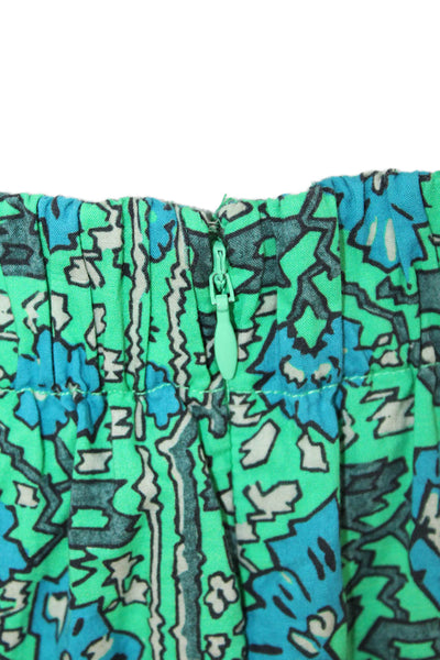 Rhode Womens Abstract Print Pull On Mini Skirt Green Blue Cotton Size  0