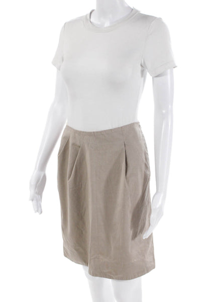 Marni Womens Cotton Pleated Knee Length Pencil Skirt Beige Size 38
