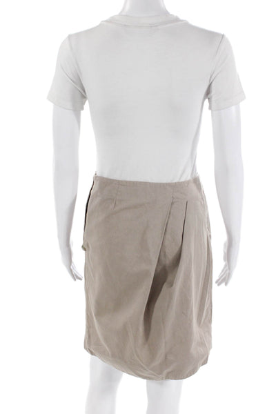 Marni Womens Cotton Pleated Knee Length Pencil Skirt Beige Size 38